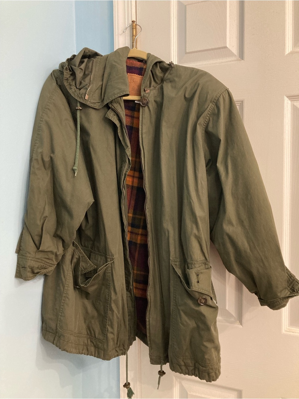 Women's Olive Green Military Field Jacket with Hood